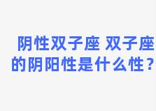 阴性双子座 双子座的阴阳性是什么性？